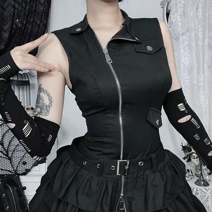 Robe gilet rétro à fermeture éclair pour femmes