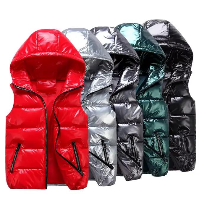 Femmes hiver gilet chaud couleur vive poches coton rembourré