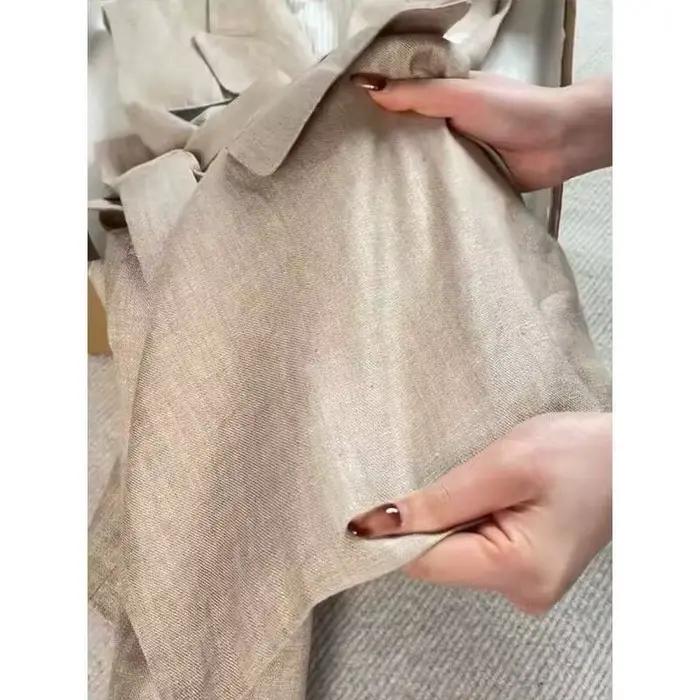 Gilet froncé à la taille en lin blanc pour femmes