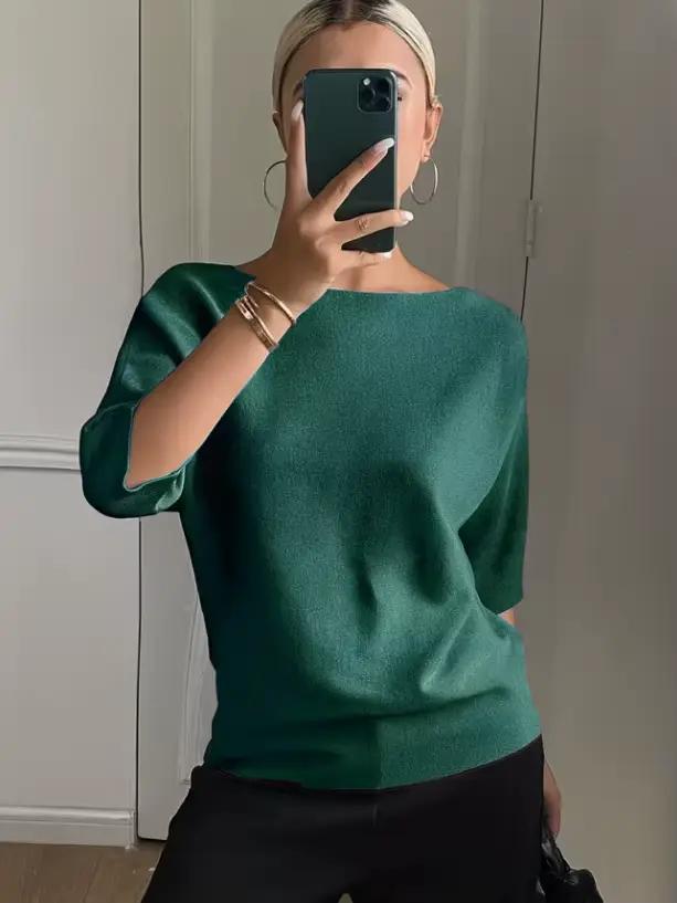 Pull en tricot pour femme à manches trois-quarts