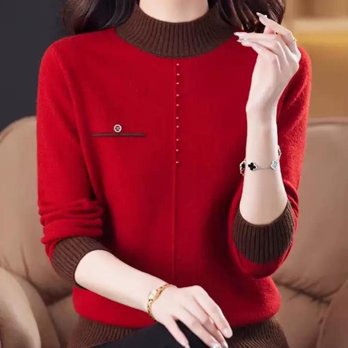 Top femme vêtements Vintage femmes pull mode élégant demi col haut