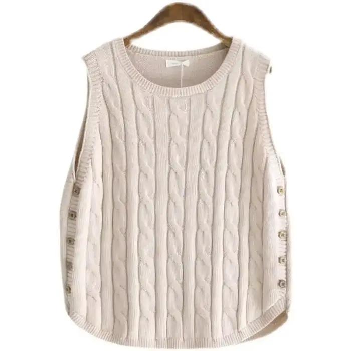 Gilet sans manches femme tricot ample préppy automne hiver pour jeune occasion spéciale hauts polyvalents années 2000