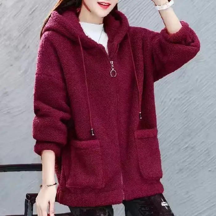 Sweat-shirt ample en laine d'agneau pour femme