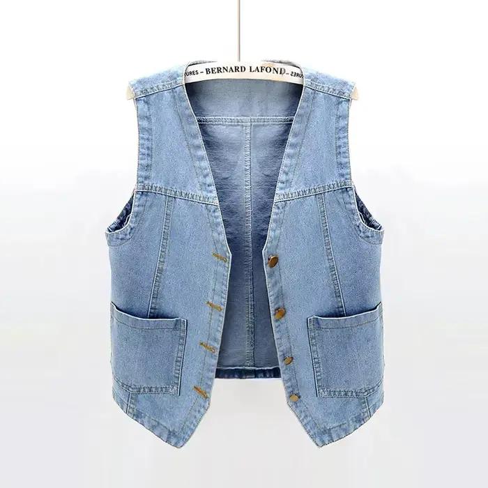 Printemps été coréen court Denim gilet femmes Vintage noir sans manches veste jean décontracté gilets femme