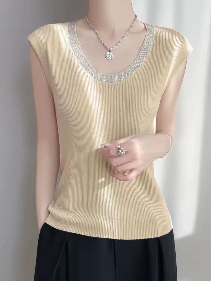 Débardeur en tricot sans manches pour femme