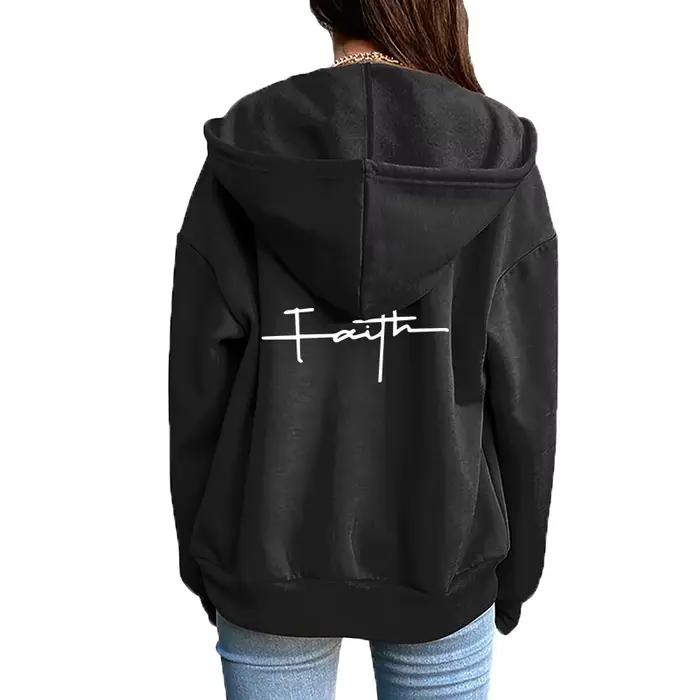 Femmes Cardigan à fermeture éclair manteau impression décontracté sweat à capuche sport Jogging vêtements de haute qualité polyvalent rue femme veste