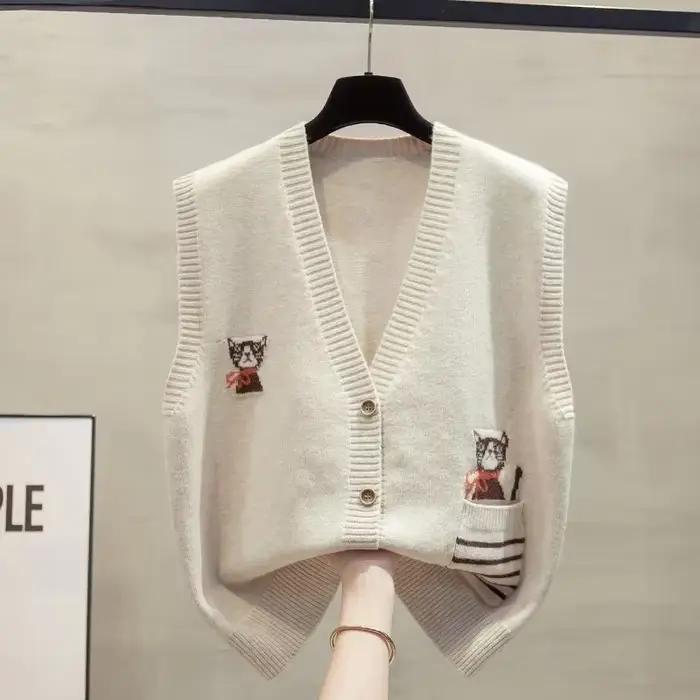 Cardigan tricoté à col en v pour femme