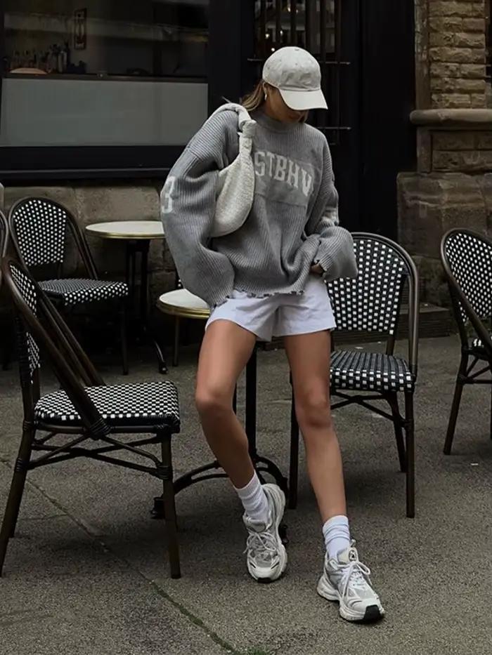 Pull tricoté Jacquard avec lettres amples pour femme