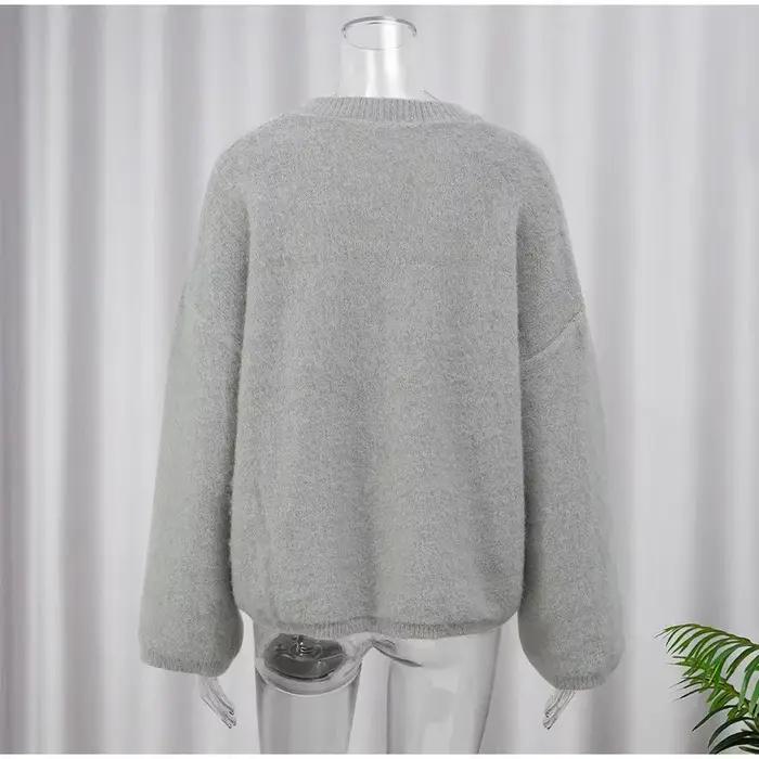 Pull gris épais pour femme