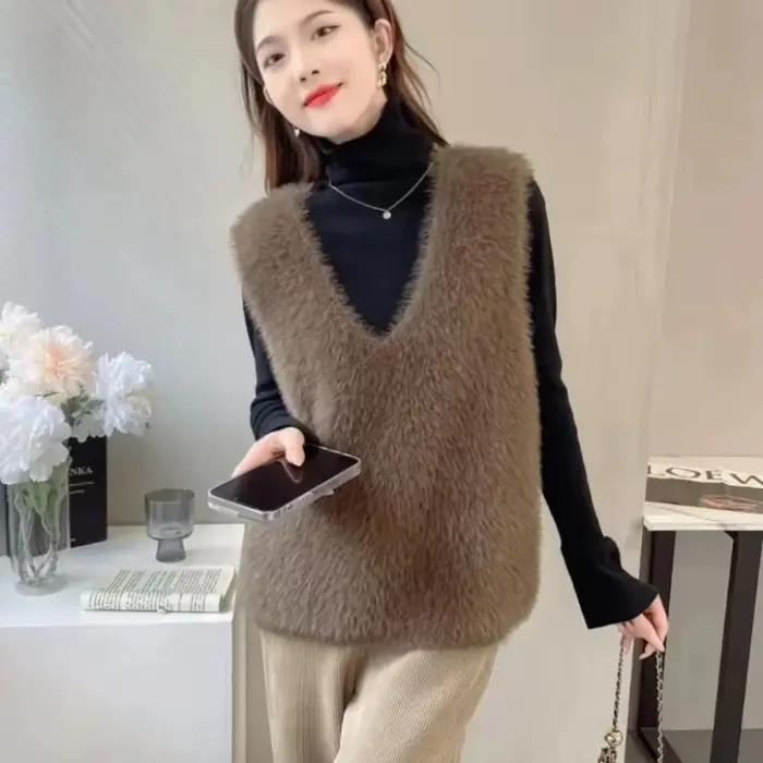 Pull court pour femme, gilet chaud Vintage Y2k
