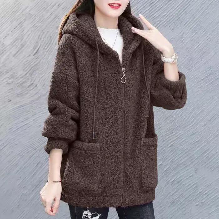 Sweat-shirt ample en laine d'agneau pour femme