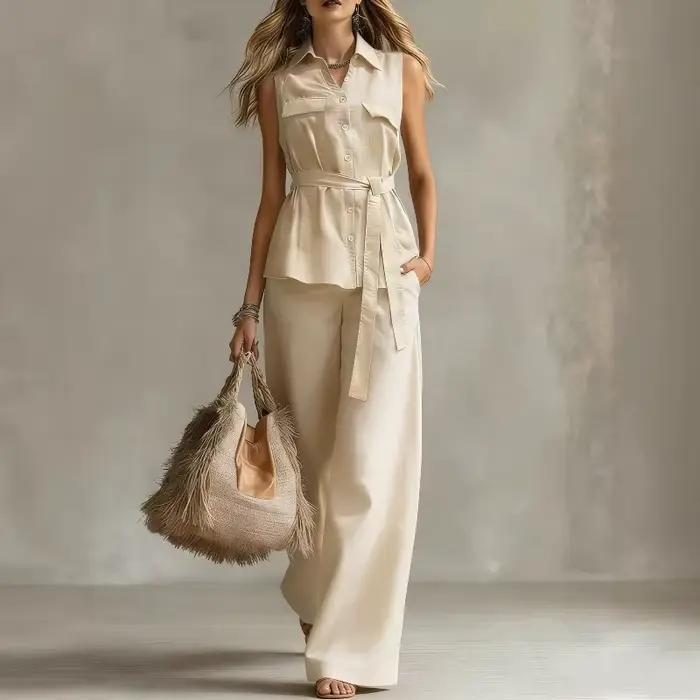 Ensemble élégant : Gilet à boutons et col à revers