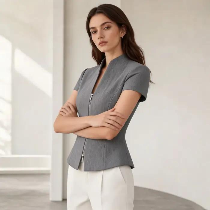 LIMO 2026 Nouvelle Arrivée Gilet Élégant Ajusté à Fermeture Éclair pour Femme Tenue de Bureau