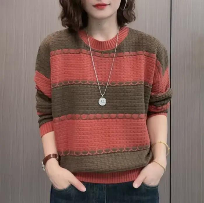 Pull à col rond côtelé pour femmes
