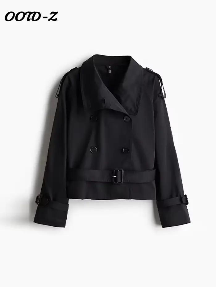Mode manches évasées femmes manteau élégant col montant simple boutonnage