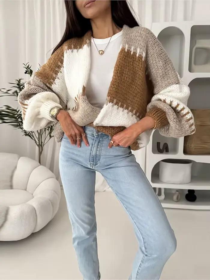 Pull tricoté à panneaux pour femmes