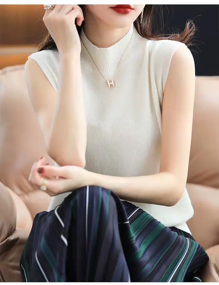 Pull en tricot chaud à col haut pour femme