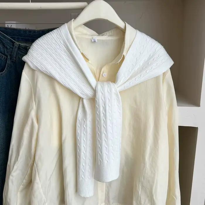 1 pièce : Châle tricoté uni simple pour femme