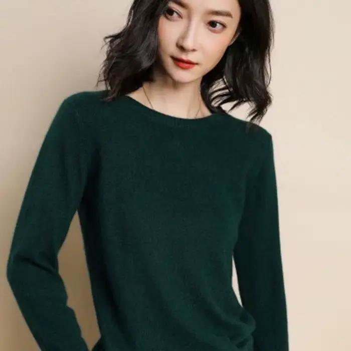 Nouveau femmes pull col rond automne hiver basique