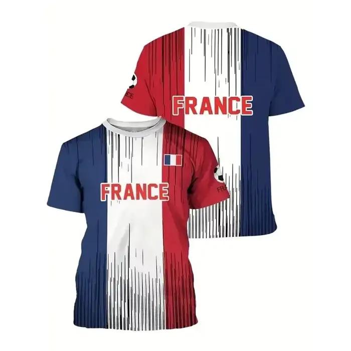 Nouveau T-Shirt Minimaliste Style Français Imprimé Drapeau Français Coq Tour Eiffel Décontracté Polyvalent Idéal Cadeau Occasions Spéciales Shopping