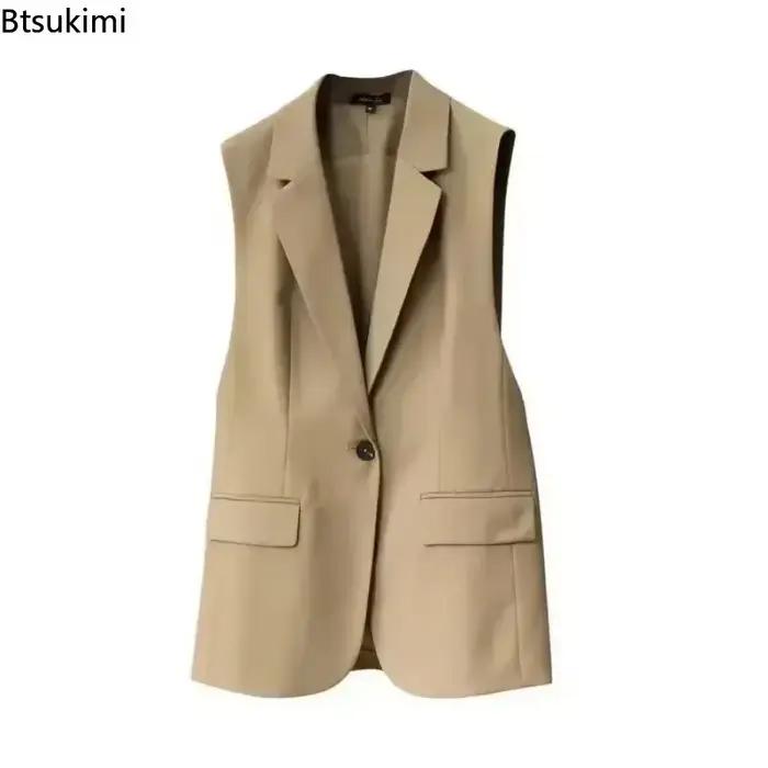 Gilet sans manches élégant pour femmes, taille M à 3XL, couleur khaki noir beige, style coréen, pour bureau et événements, saison printemps automne hiver, confortable et durable