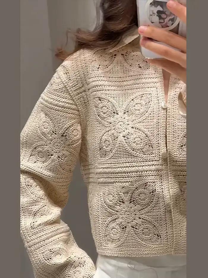 Ensemble 2 pièces en tricot ajouré pour femme