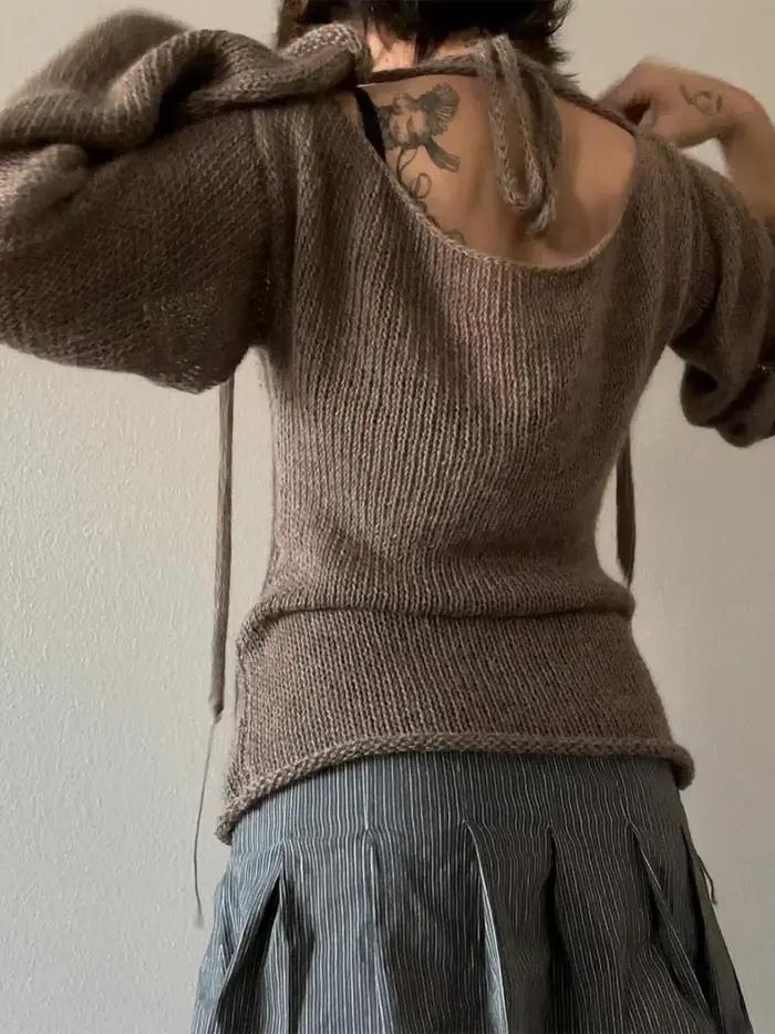 Pull à Manches sulfet Col Bateau pour Femme
