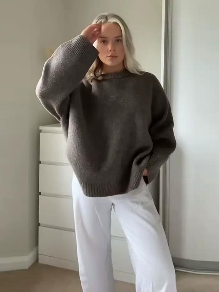 Pull de couleur unie pour femme