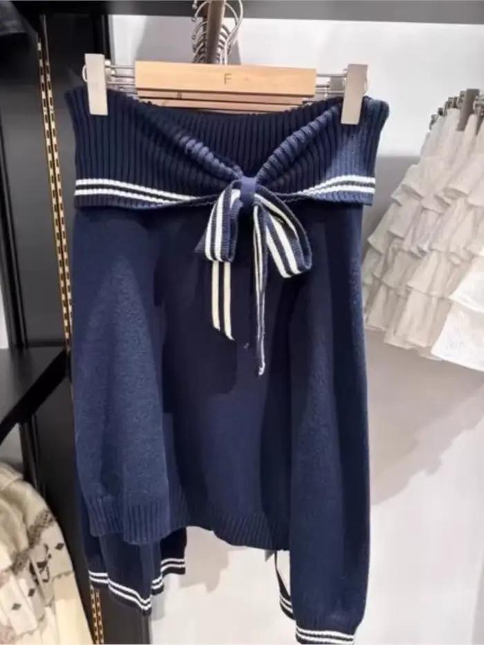 Pull à nœud papillon épaules dénudées pour femme
