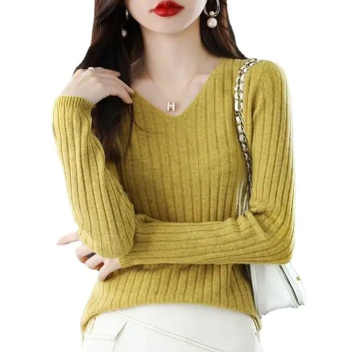 Pull tricoté à manches longues pour femme
