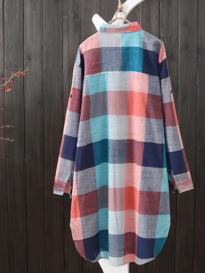 Chemise en coton à carreaux pour femmes