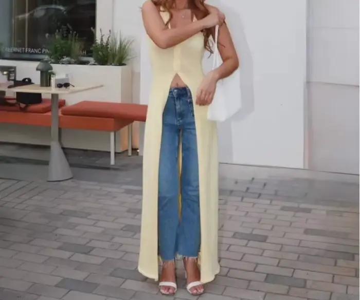 Blazer à col en V et devant ouvert pour femme