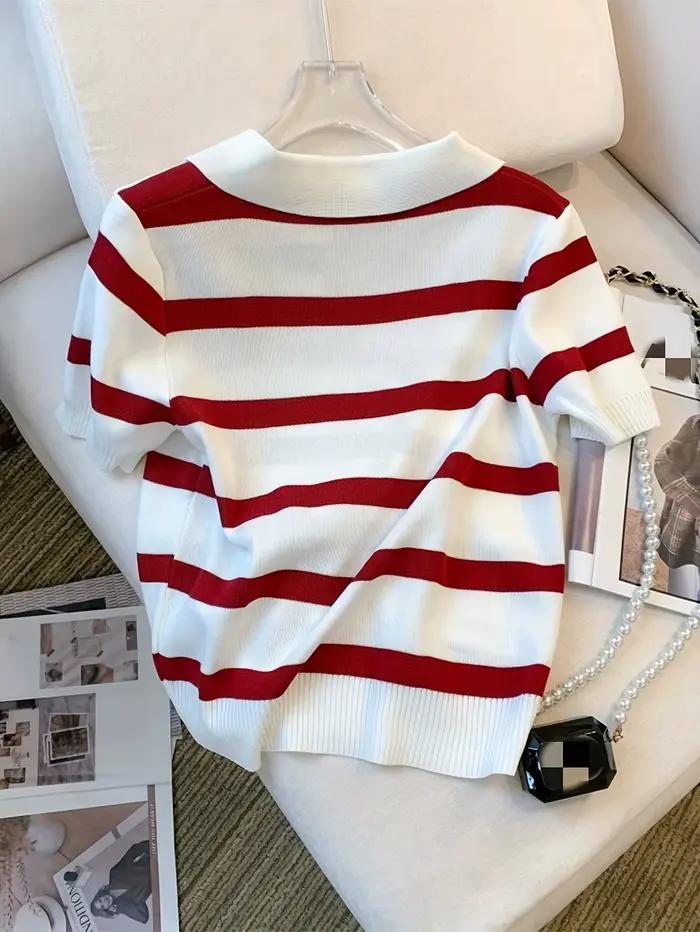 Pull à col à motif rayé