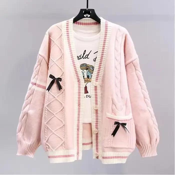 Cardigan tricoté à col en v pour femme