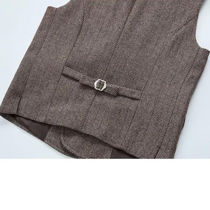 Gilet marron en laine et polyester style anglais rétro italien pour hommes automne hiver banquets