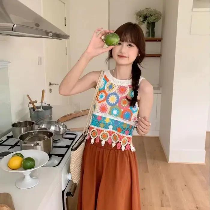 Gilet tricoté bohème mignon