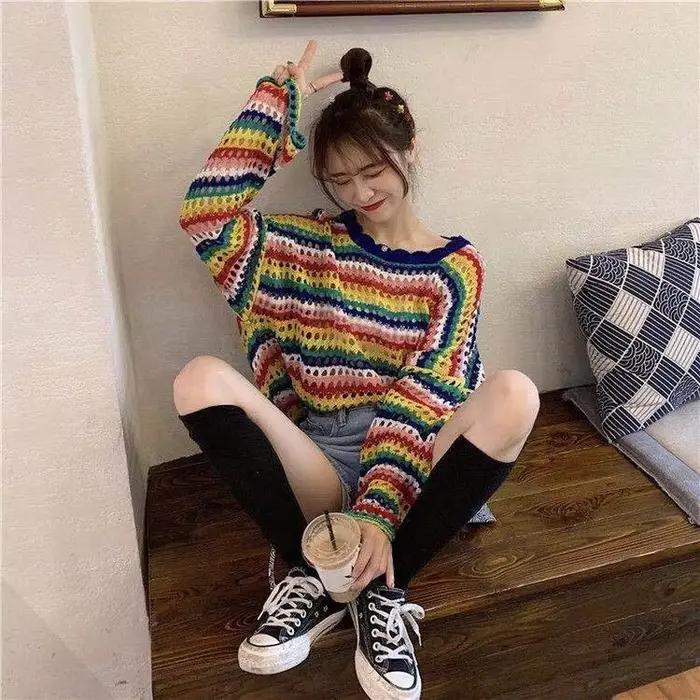 Pull arc-en-ciel pour femme