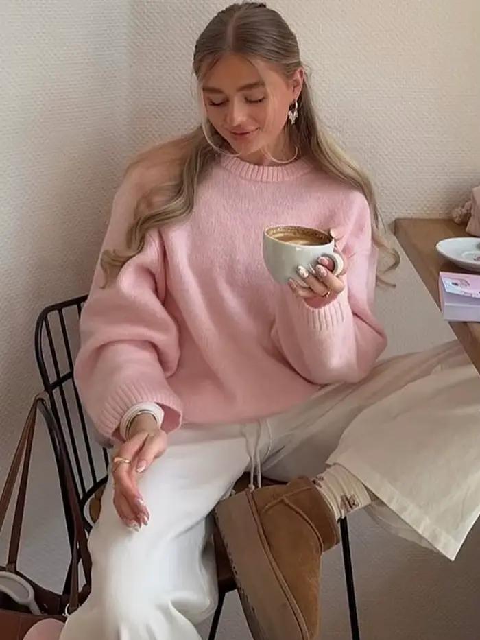 Pull de couleur unie pour femme