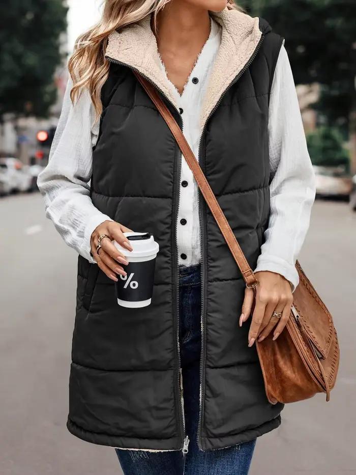 Gilet d'hiver réversible chaud pour femme