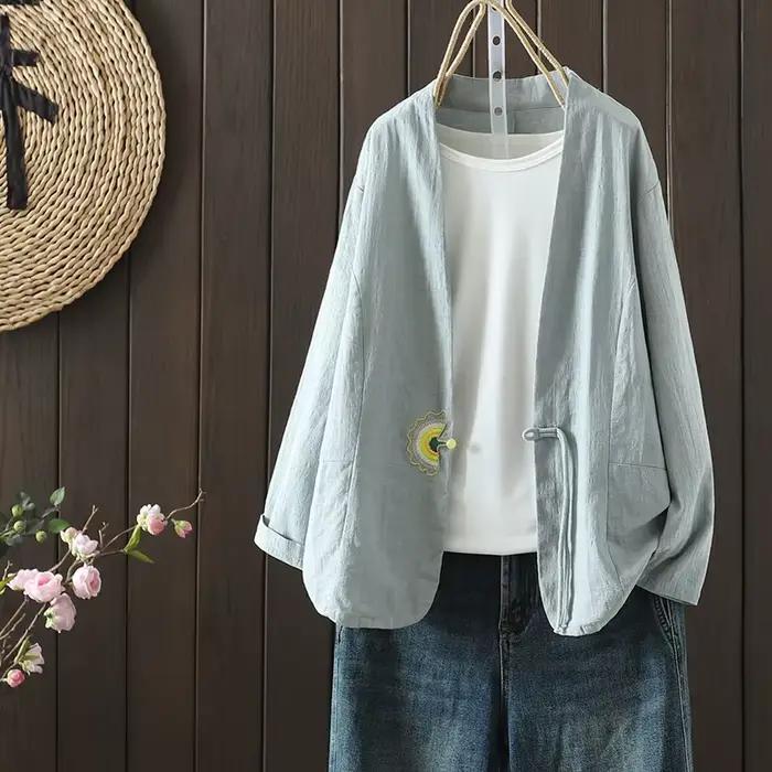 Cardigan en coton brodé pour femme
