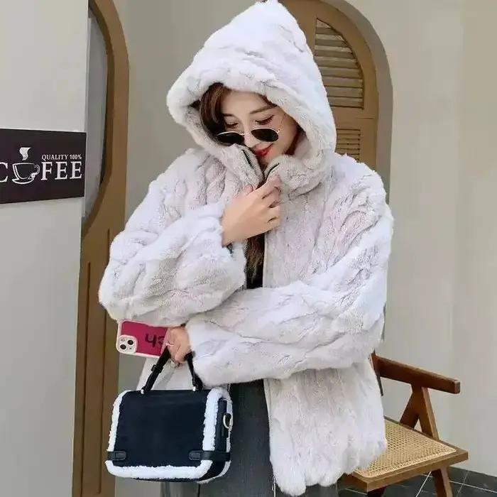 Nouvelle veste de fourrure de lapin manteau