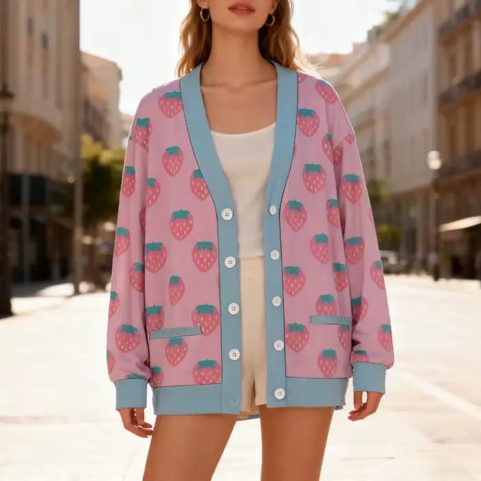Cardigan polaire à col en v pour femme