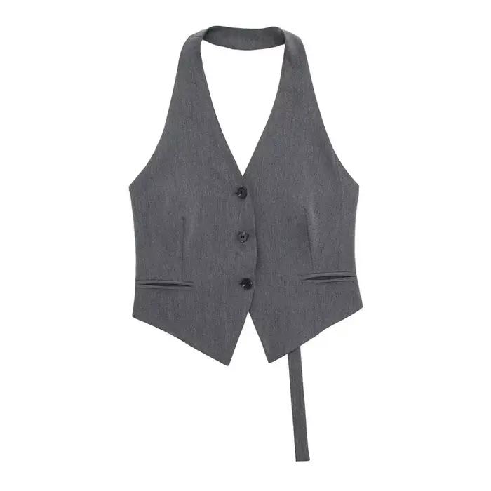 Gilet court sans manches pour femmes
