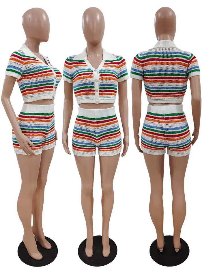 Ensemble de pull rayé pour femme