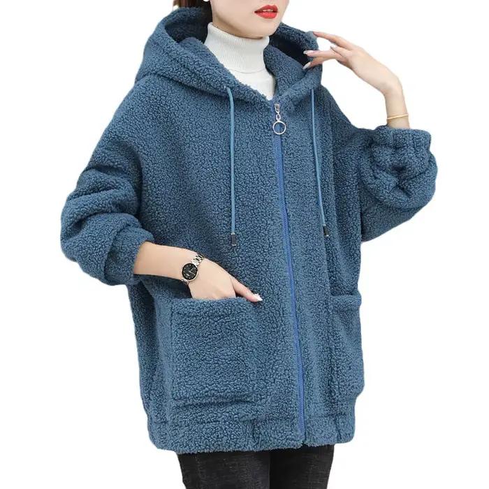 Sweat-shirt ample en laine d'agneau pour femme