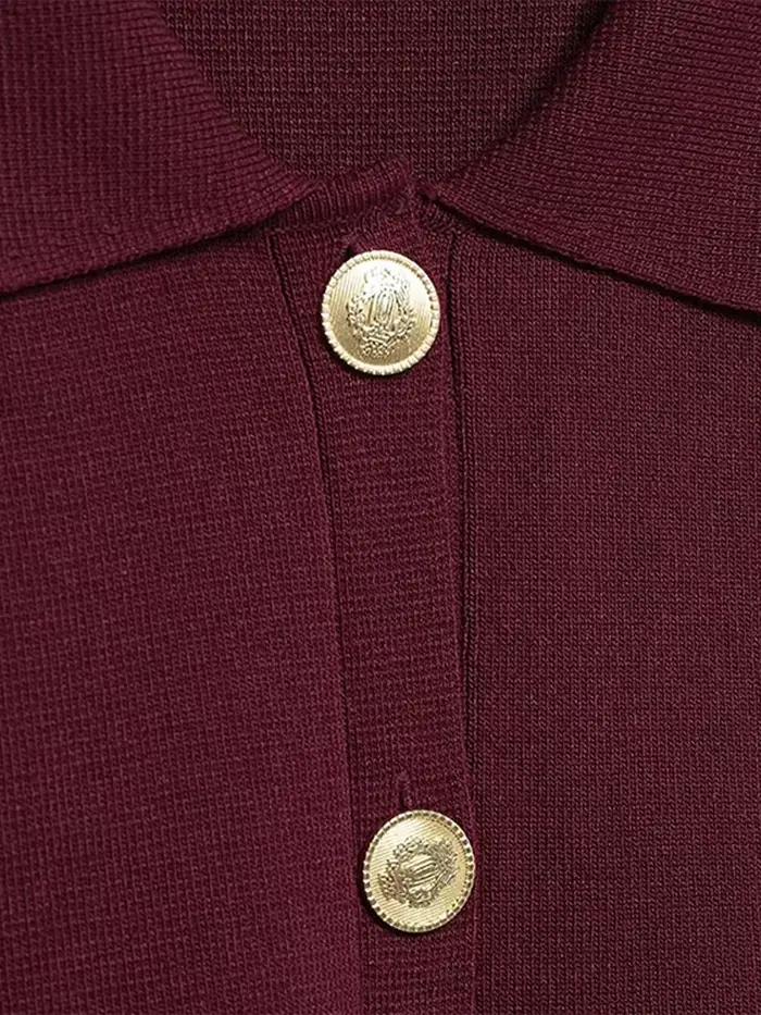 Pull à boutonnage simple doré pour femme