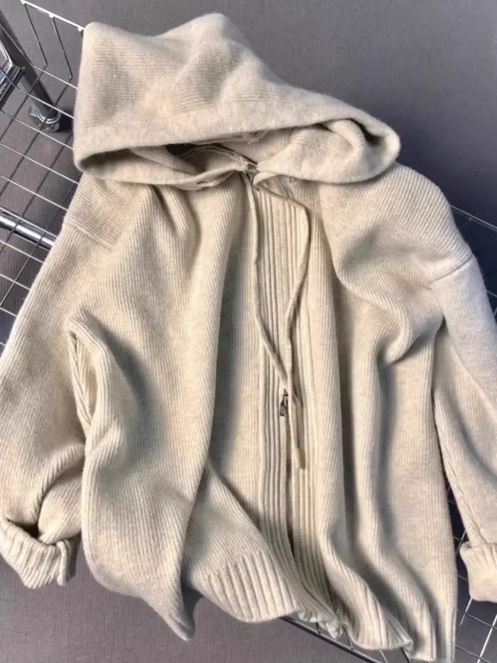 Pull à capuche gris pour femme