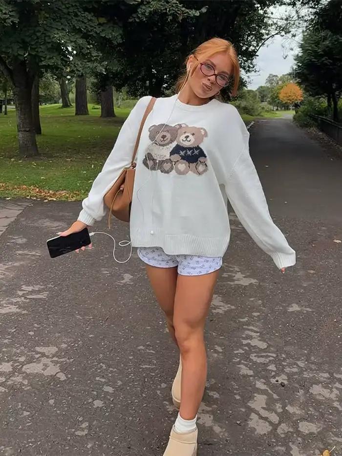 Pull tricoté à col rond pour femme