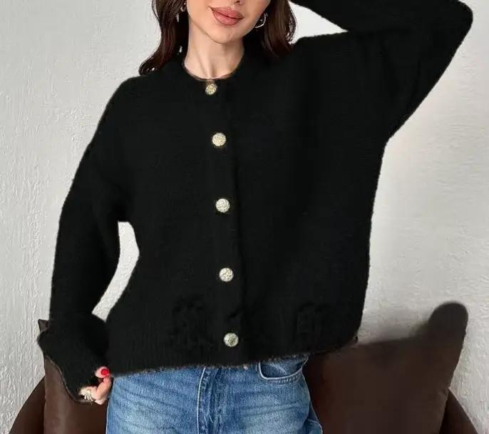 Pull de couleur unie, pull tricoté à la mode