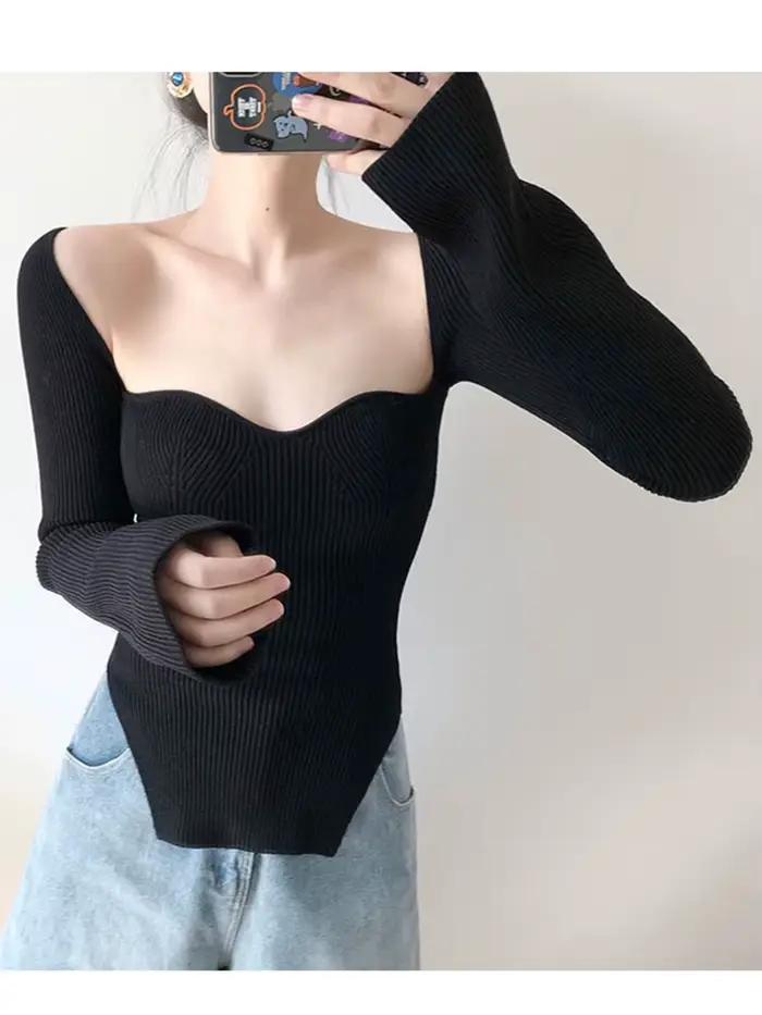 TWOTWINSTYLE – pull tricoté uni à manches longues pour femme
